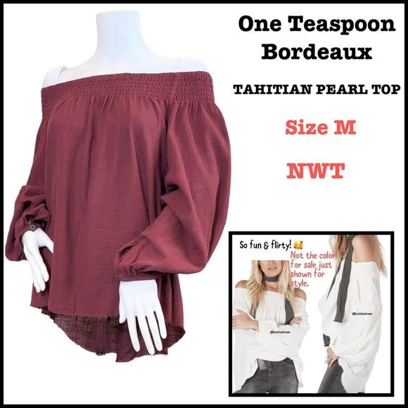 #T162 One Teaspoon Bordeaux TAHITIAN PEARL TOP SZ M $155 - Picture 1 of 12